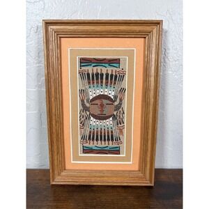Authentic Navajo Sandpainting Sun of Eagle by Foster Framed Native American Art
